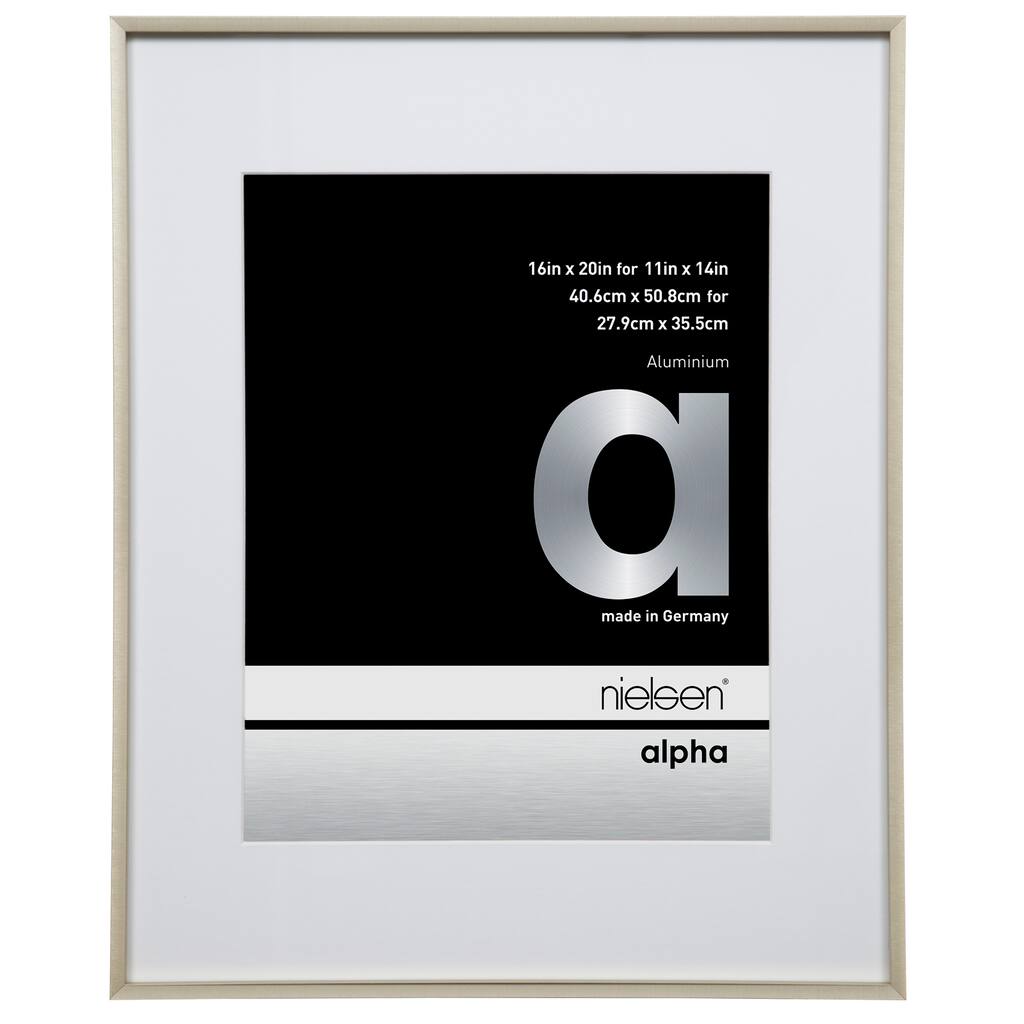 The Nielsen Alpha Brushed Gold Aluminum Matted Picture Frame At View All